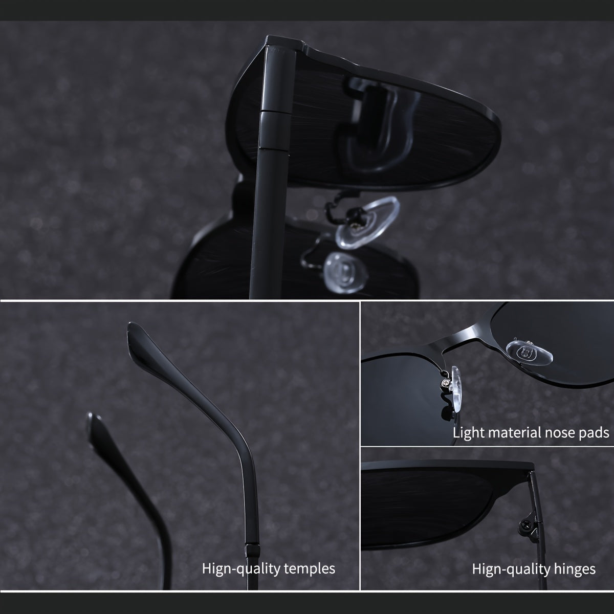 Men's Ultra-Light Square Stainless Steel Glasses with Polarized Lenses Vintage Style Wide Fit