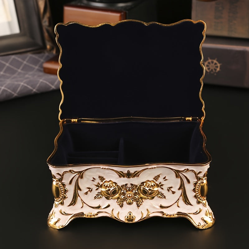 Металлическая шкатулка для хранения украшений с ретро-дизайном для ожерелий, серег, колец