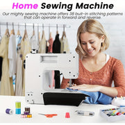 Portable European Regulation Sewing Machine with Foot Pedal for Beginners White