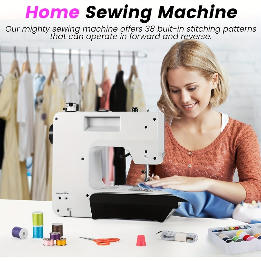 Portable European Regulation Sewing Machine with Foot Pedal for Beginners White