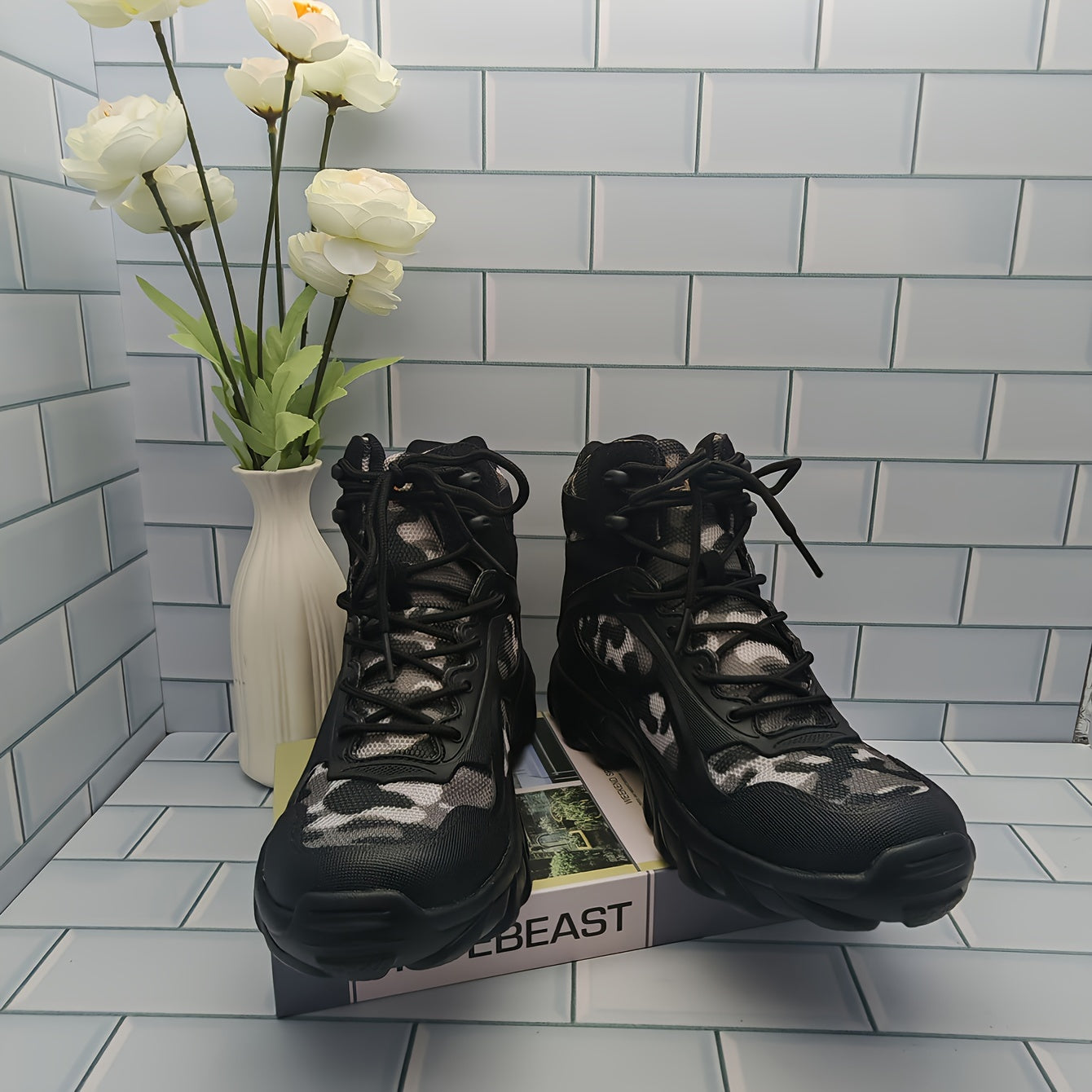 Men's High-Top Hiking Boots Breathable Nylon Outdoor Non-Slip EVA Casual Shoes