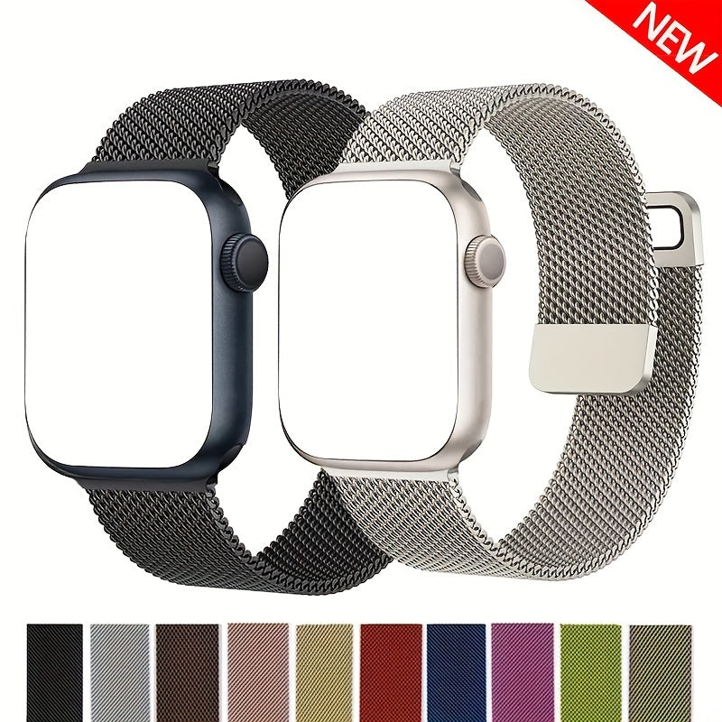 Unisex Stainless Steel Mesh Loop Magnetic Clasp Watch Band for Apple Watch Series 1-9 Ultra 2 SE 38mm 40mm 41mm 42mm 44mm 45mm 49mm
