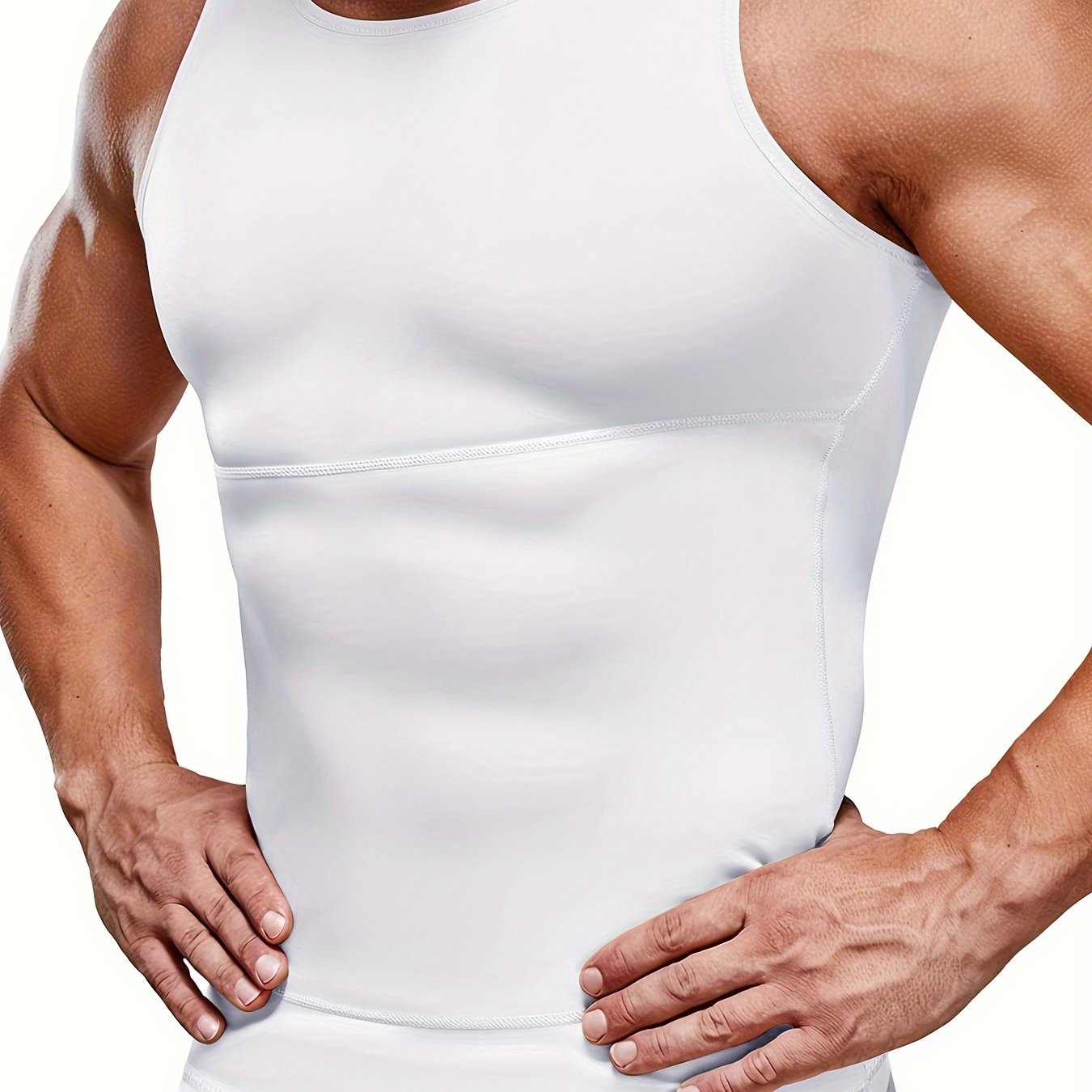 Men's Compression Sleeveless Shirt High-Stretch Nylon Spandex Workout Casual Skinny Fit