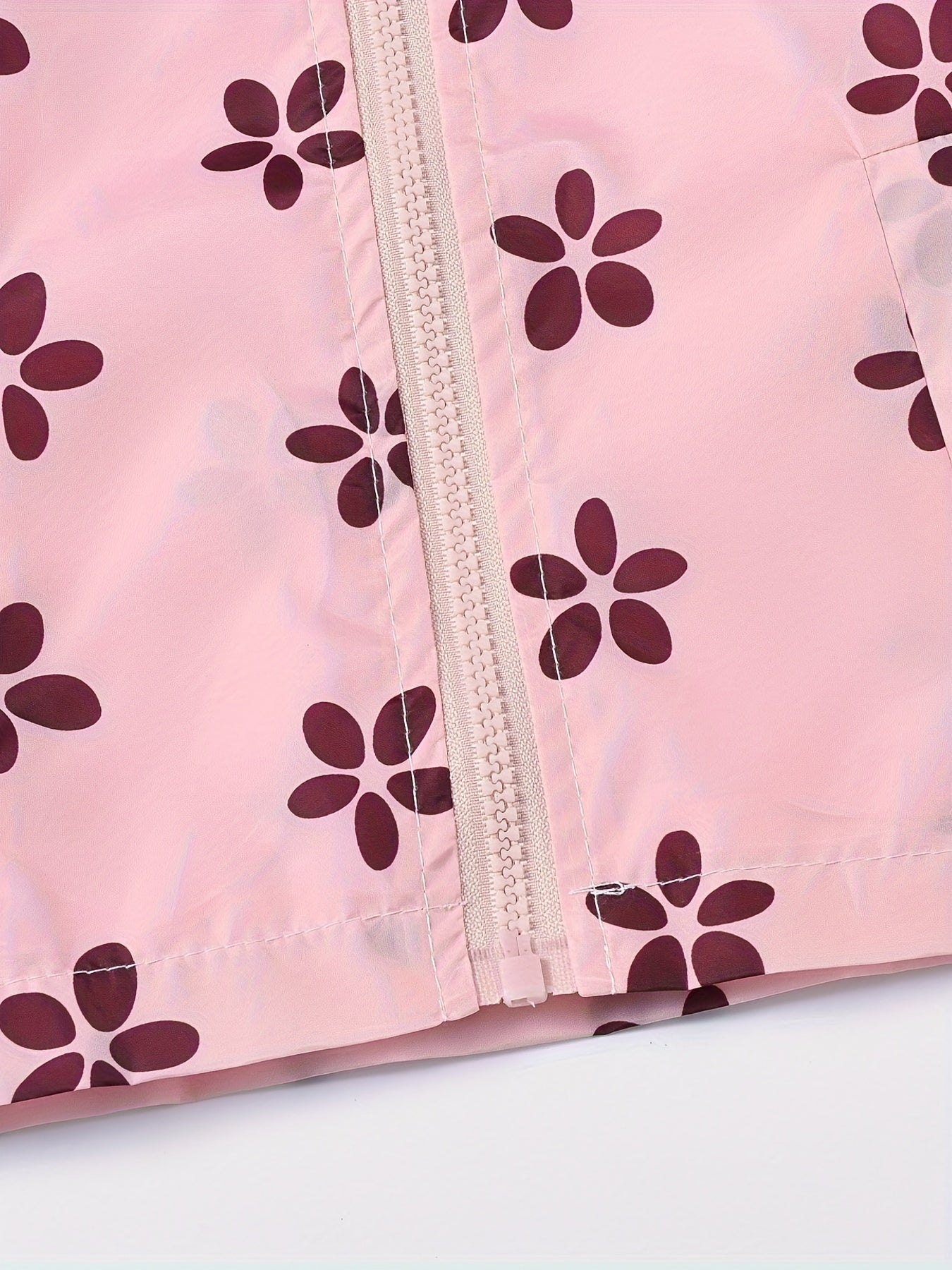 Girls' Cartoon Flower Print Hooded Zipper Jacket with Pockets for Girls 12 and Under