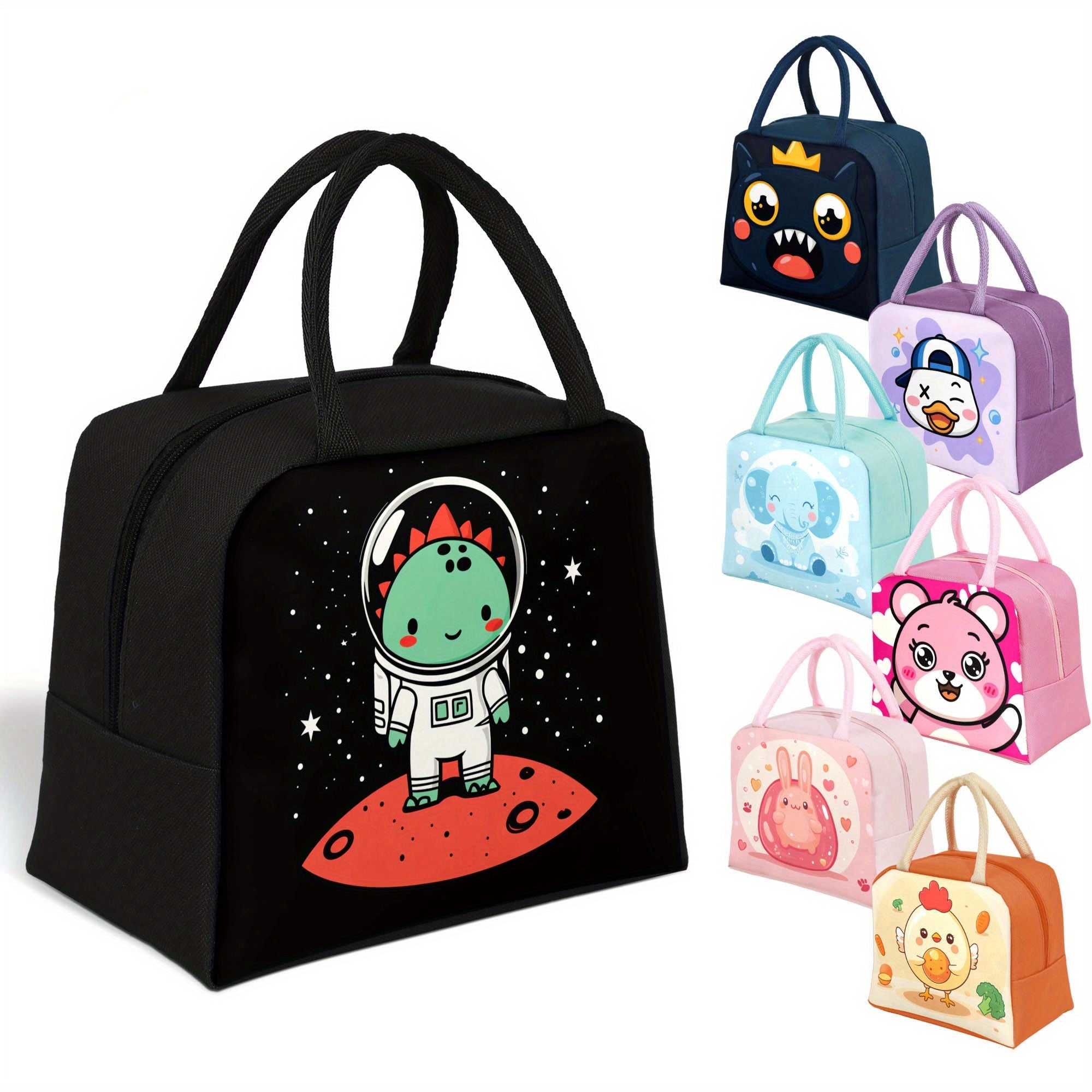 Стильная сумка для обеда с животным принтом и изоляцией - идеально подходит для школы или работы, прочная и вместительная, удобная ручка для переноски и надежная застежка на молнии.