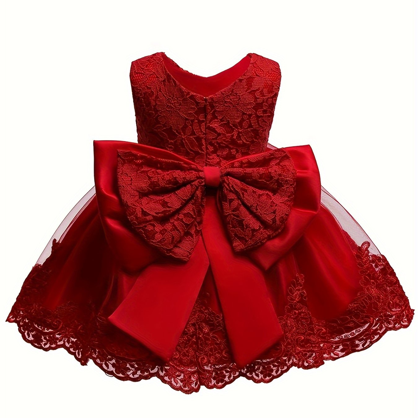 Toddler Girl Dress Lace Tulle Princess V-Neck Sleeveless for Formal Occasions