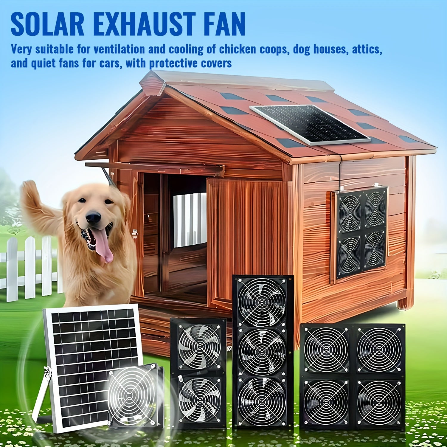 Набор солнечных электровентиляторов для вытяжки, солнечная панель 15 Вт, два высокоскоростных вентилятора для теплиц и сараев