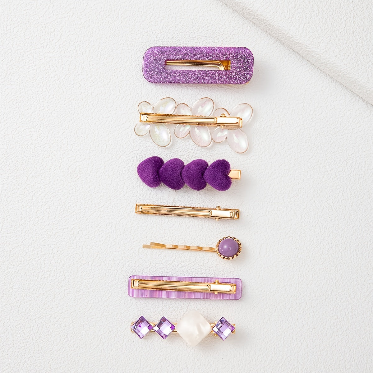 Multi-Color Love Design Butterfly Hair Clips Set of 7 for Girls