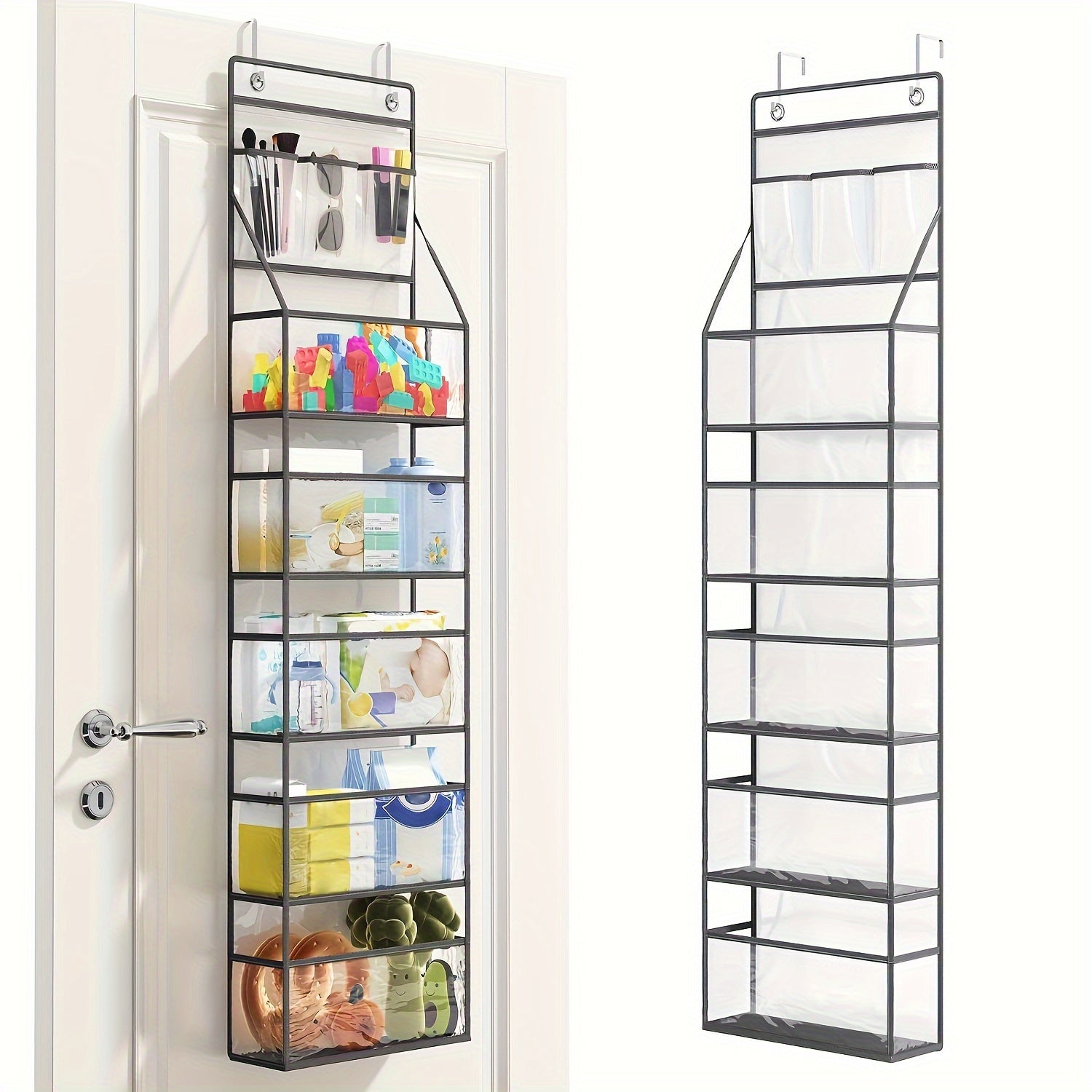 Hanging Organizer with 6 Tiers Transparent Pockets Foldable Fabric for Bedroom Bathroom Kitchen RV