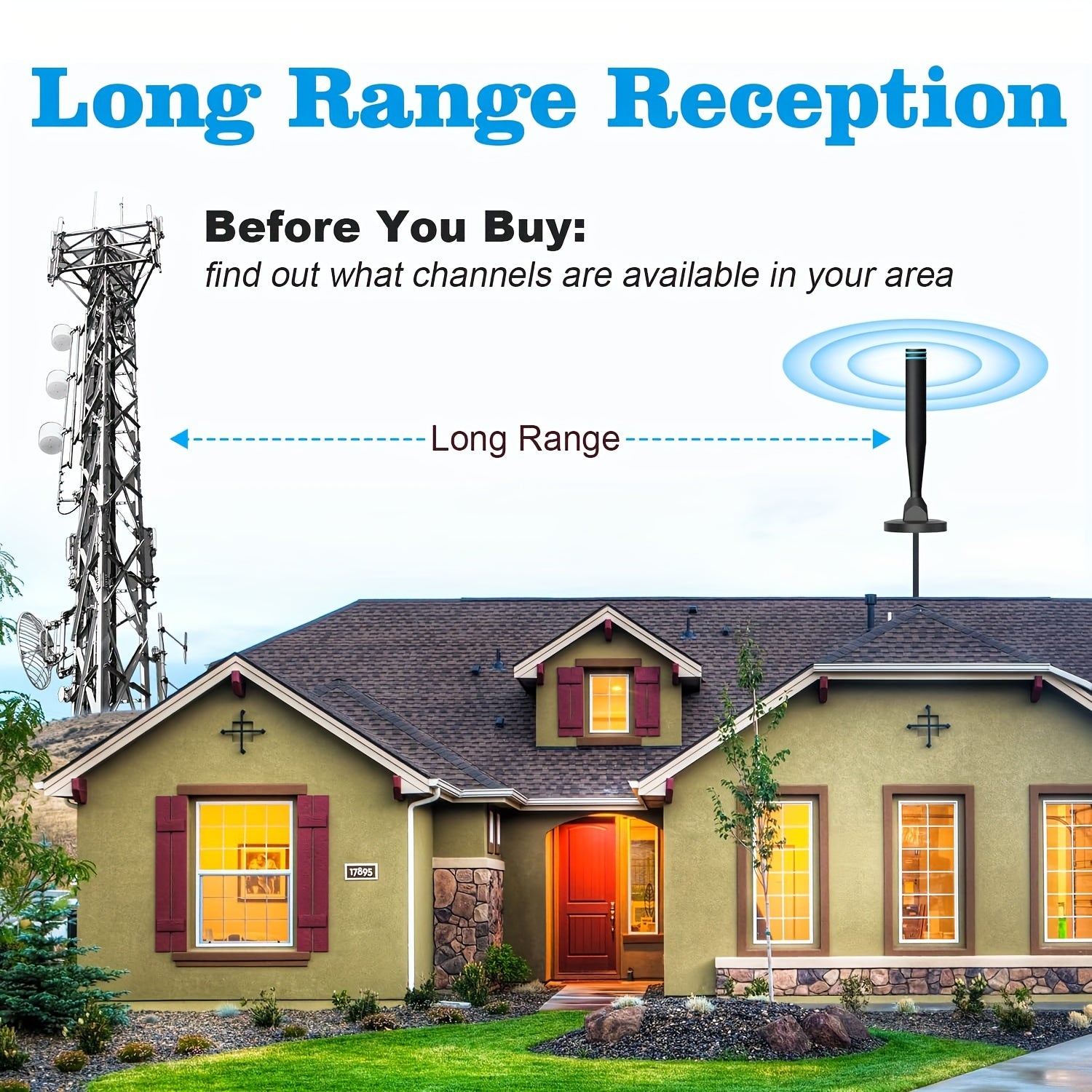 Antena de TV digital HD para interior y exterior, recepción de 360°, compatible con 4K y 1080P