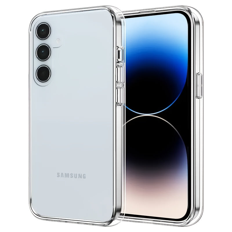 Акриловый чехол для мобильного телефона подходит для различных моделей Samsung и серии S, выполнен в прозрачном синем цвете с утолщенным ударопрочным дизайном.