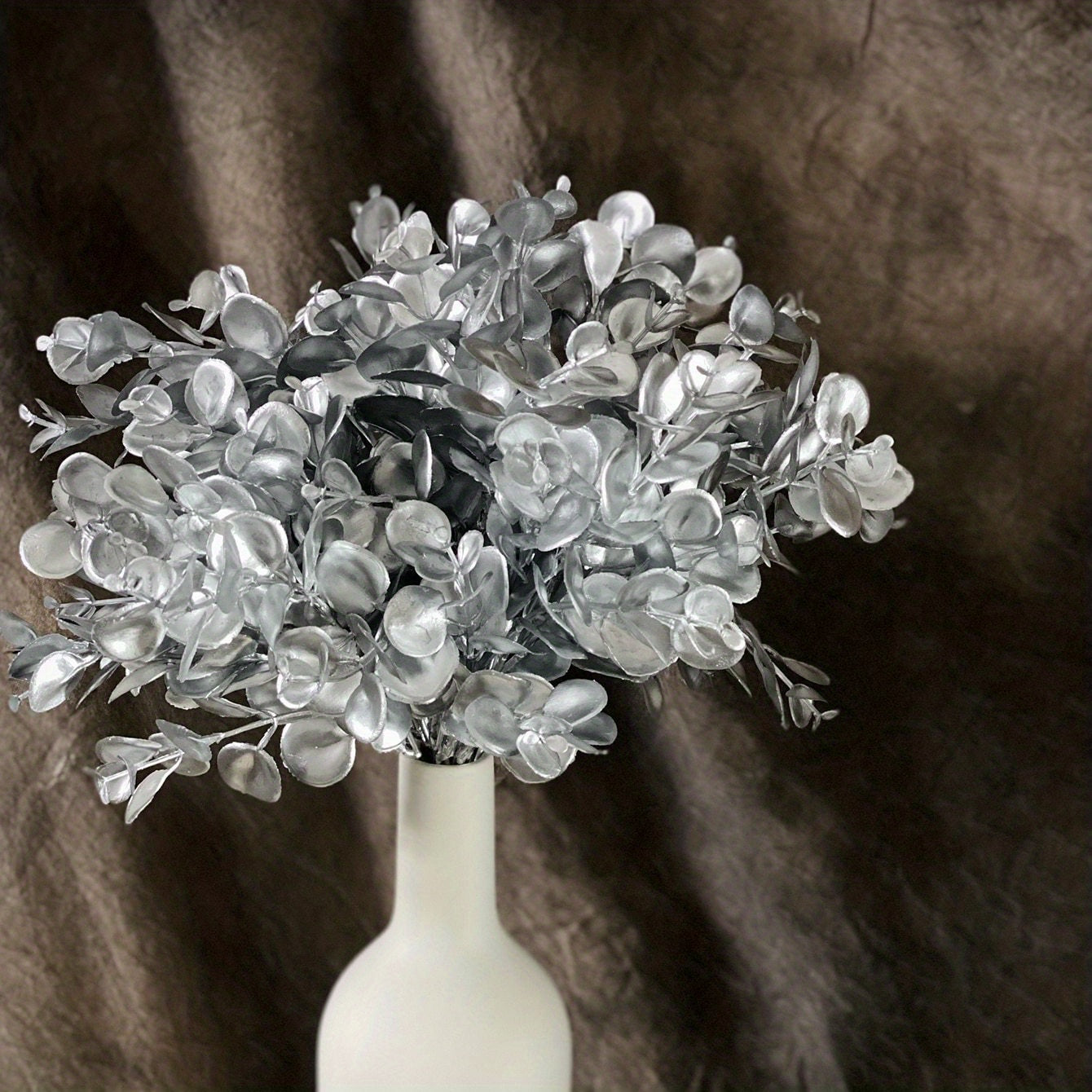 Planta artificial de 5 púas hoja de dinero para decoración del hogar ramos de boda arreglos navideños planta en maceta pequeña 13.38 pulgadas