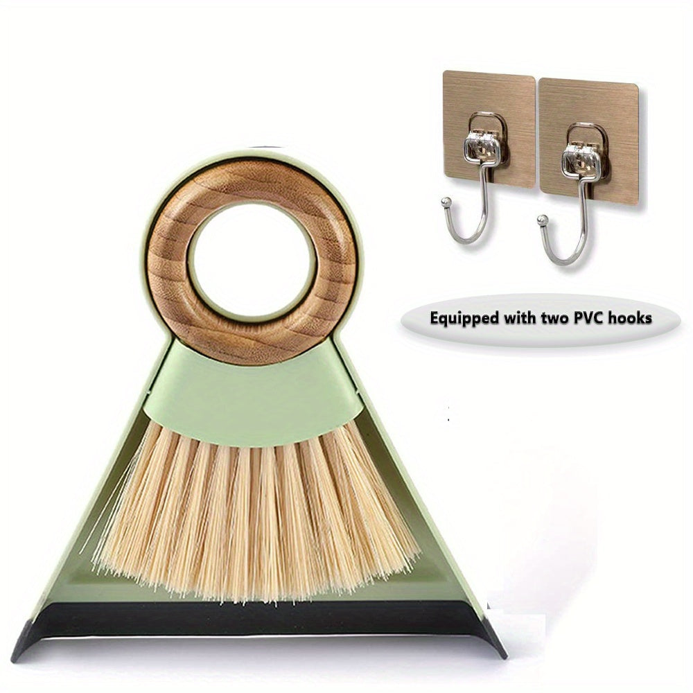 Mini Desktop Broom Duster Set with Wooden Handle for Keyboard Windows and Pet Waste