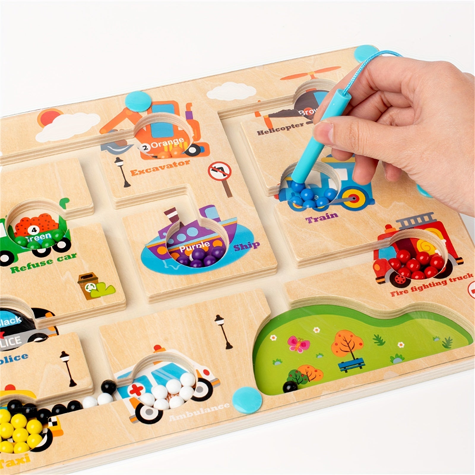 Wooden Dinosaur Magnetic Puzzle Game for Kids Learning Counting and Matching Travel Toy