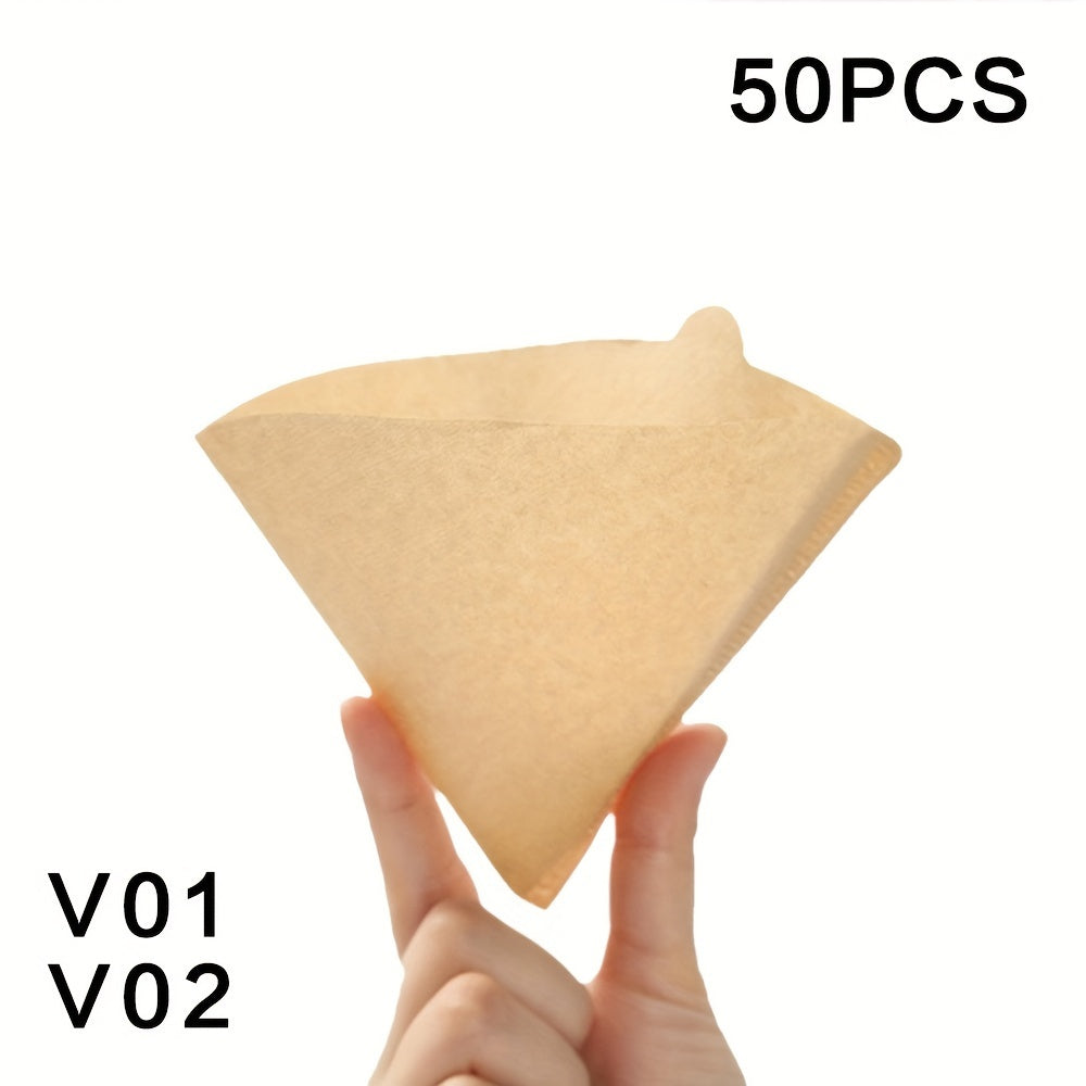 50 piezas de papel filtro de café desechable sin blanquear natural para cafeteras de goteo V60