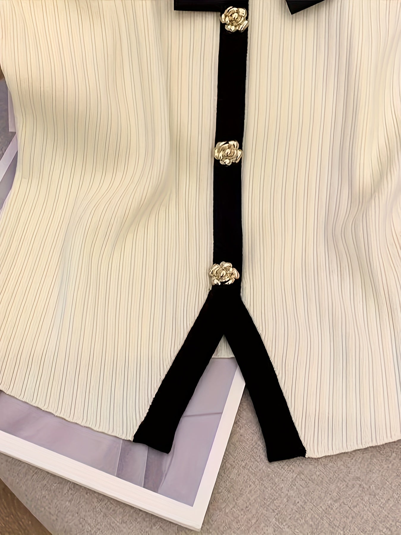 Plus Size Women's Square Neck Ice Silk Blouse with Bow Detail