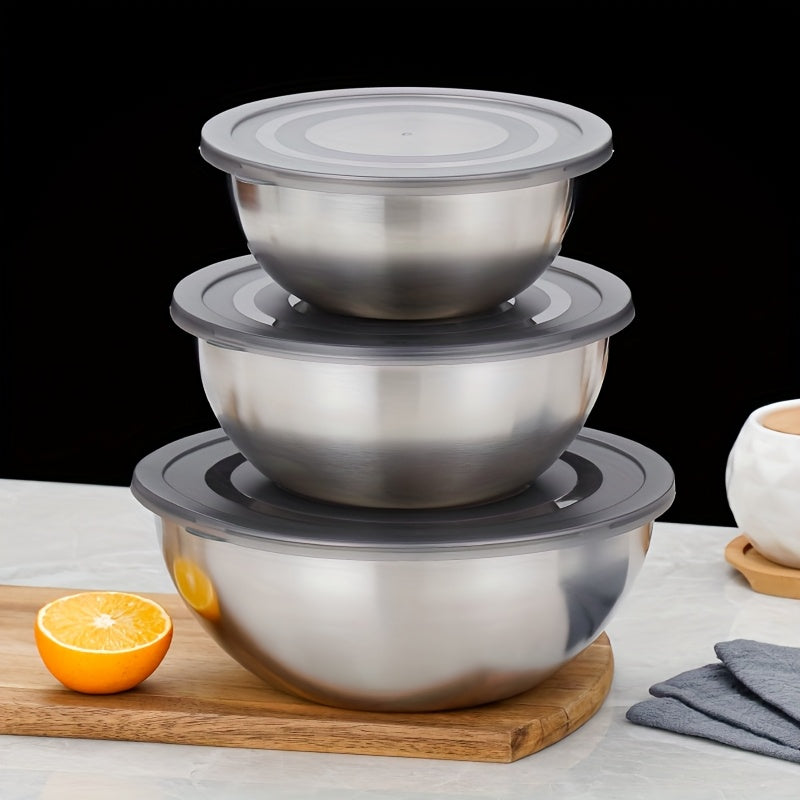 Set of 3 Stainless Steel Mixing Bowls Kitchen Food Prep Durable Durable