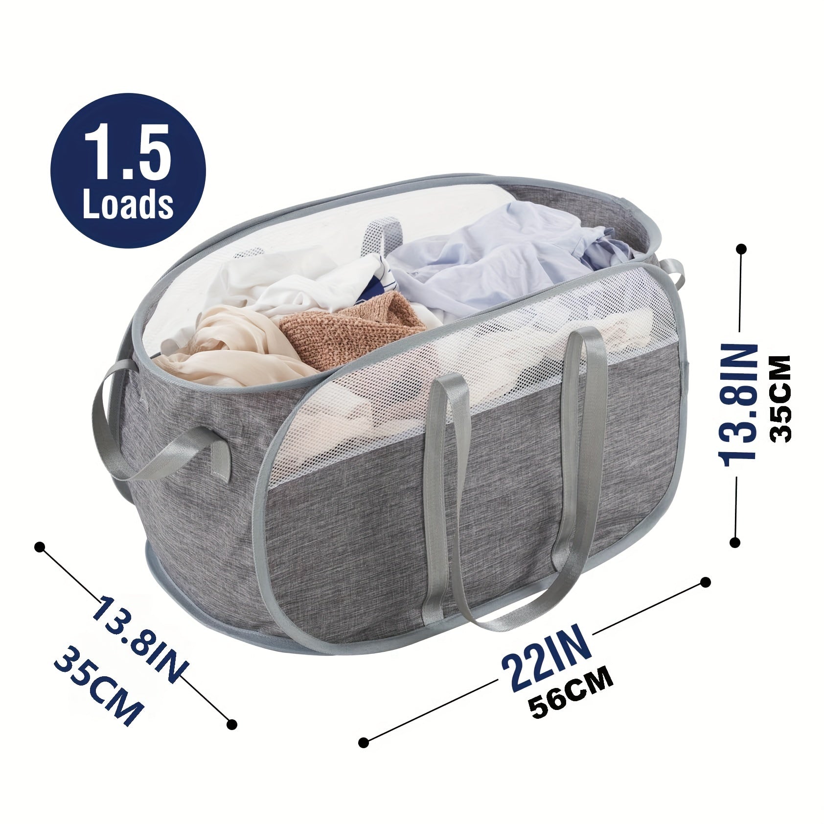 Cesta de ropa plegable con asas reforzadas, cesta pop-up duradera para el hogar, dormitorio y viajes