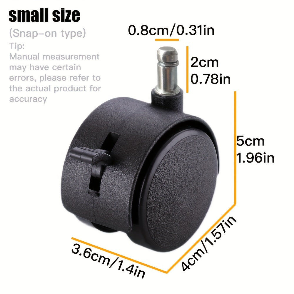 2 yoki 4 dona qora naylon ofis va o'yin kreslolarining oyoq rulolari, qulflash tormoz bilan