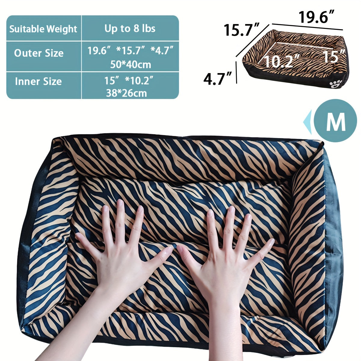 Dog Bed Soft Mat in Multiple Sizes Non-Slip Washable Polyester Fiber Rectangle for All Breeds