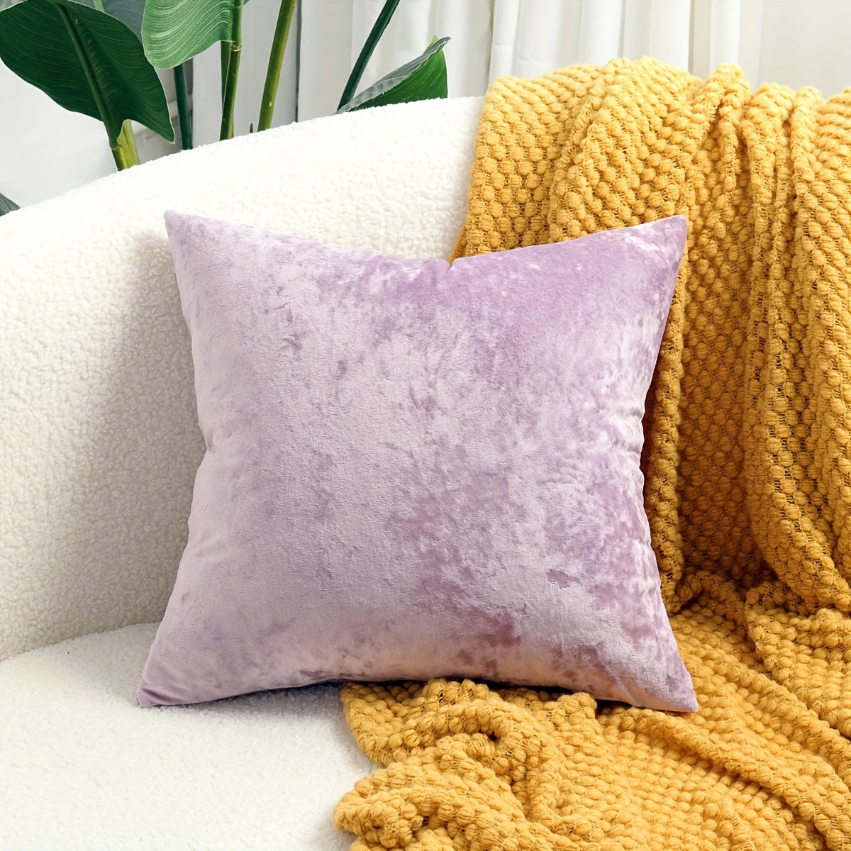 Velvet Throw Pillow Cover with Speckled Texture for Sofa and Bed 100% Polyester