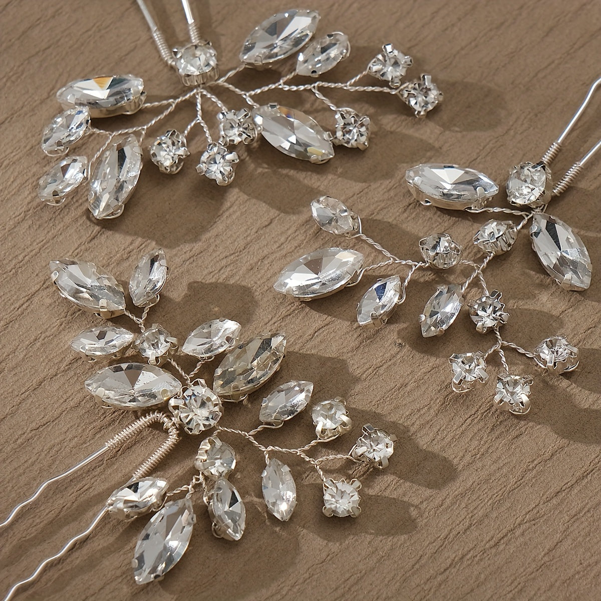 Tozalikli Rhinestone Soch Pinlari To'plami To'y Soch Stilini Ta'minlash uchun