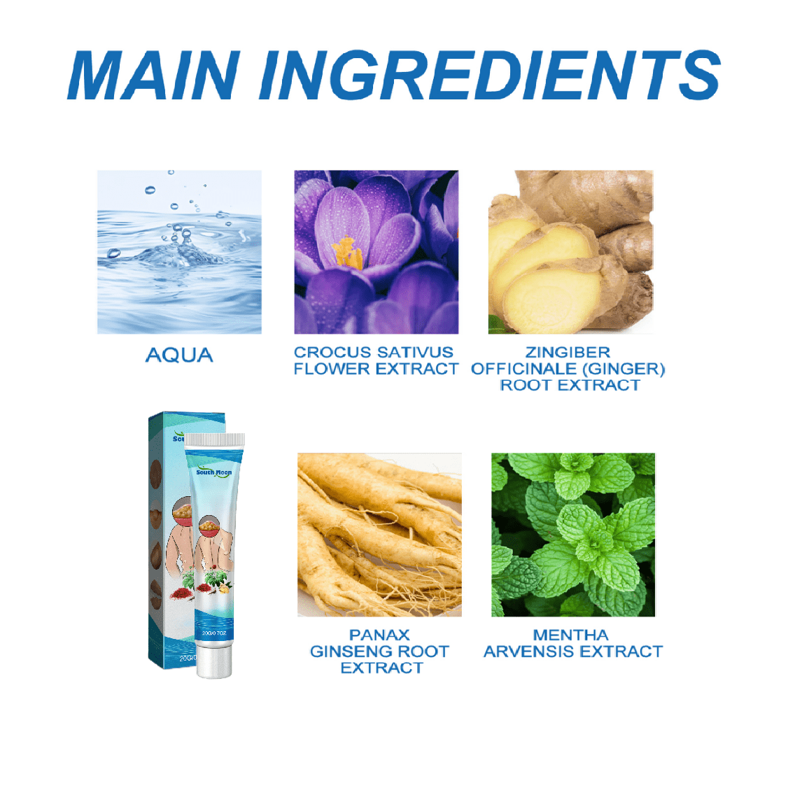 1 dona Janubiy Mog Zanjabil, Sanqi va Safflower oziqlantiruvchi balzam yog'li teri uchun.