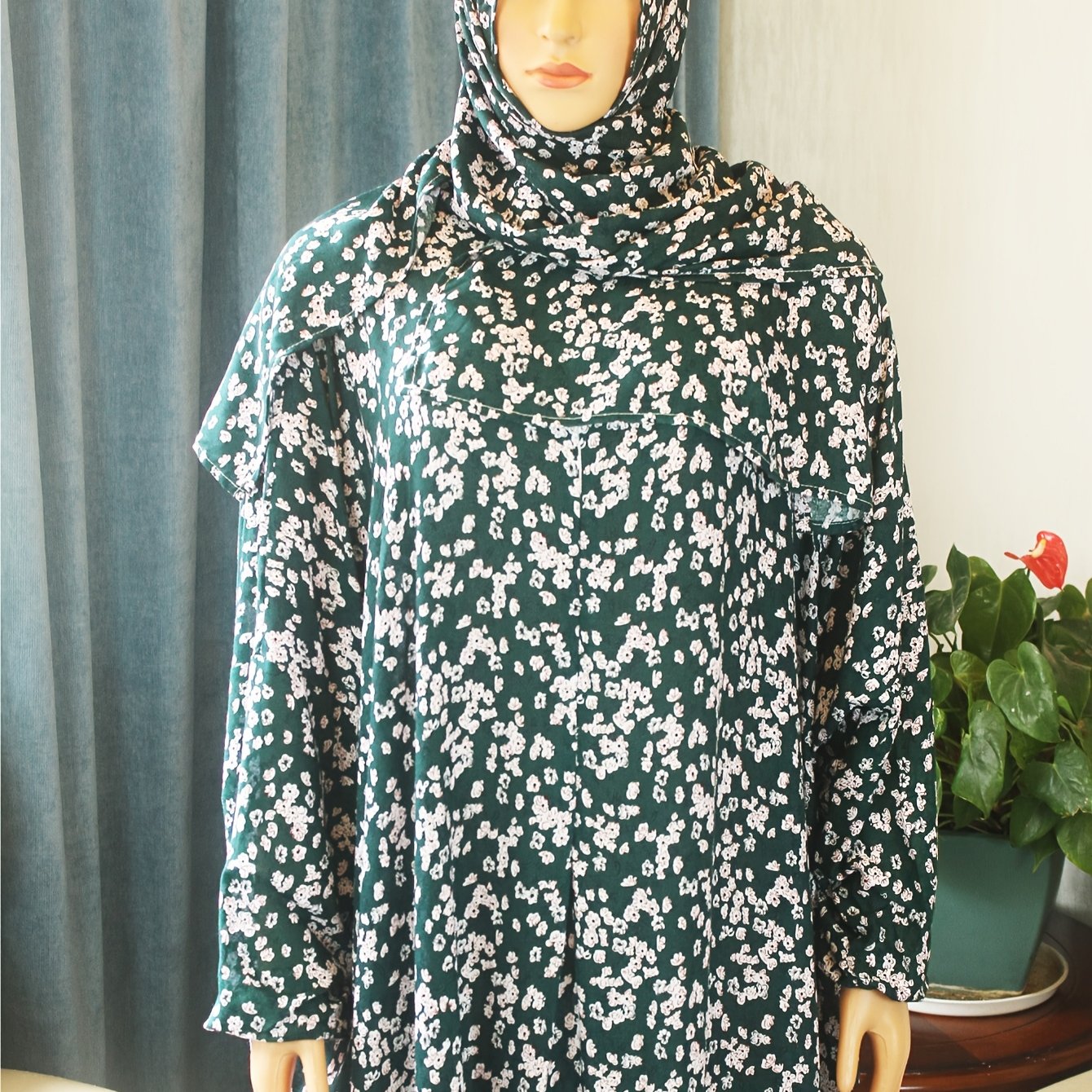 Women's Plus Size Muslim Elegant Loose Print Abaya Traditional Middle Eastern Dress