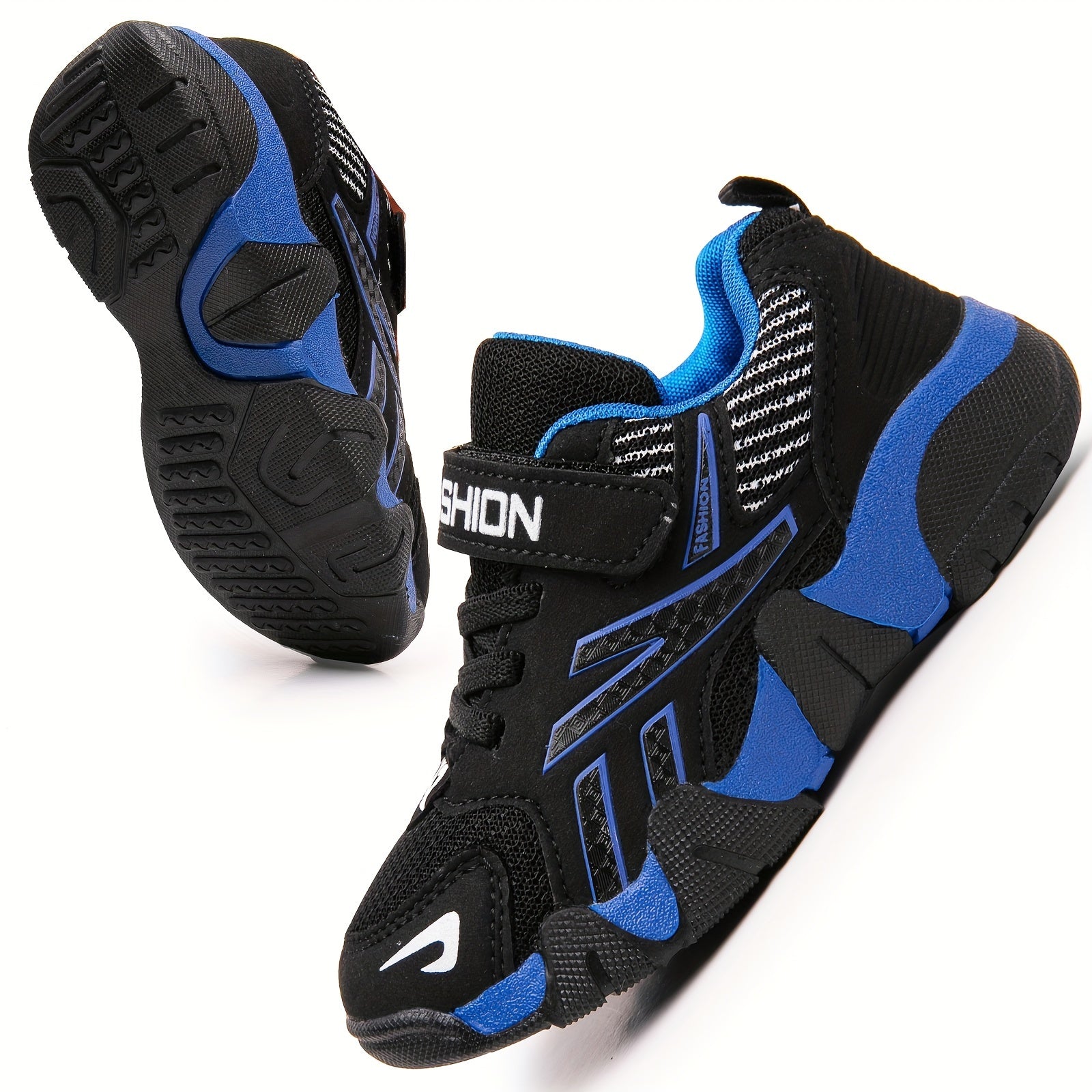 Kids Boys and Toddlers Sporty Sneakers Breathable Fabric Rubber Sole Adjustable Fastener