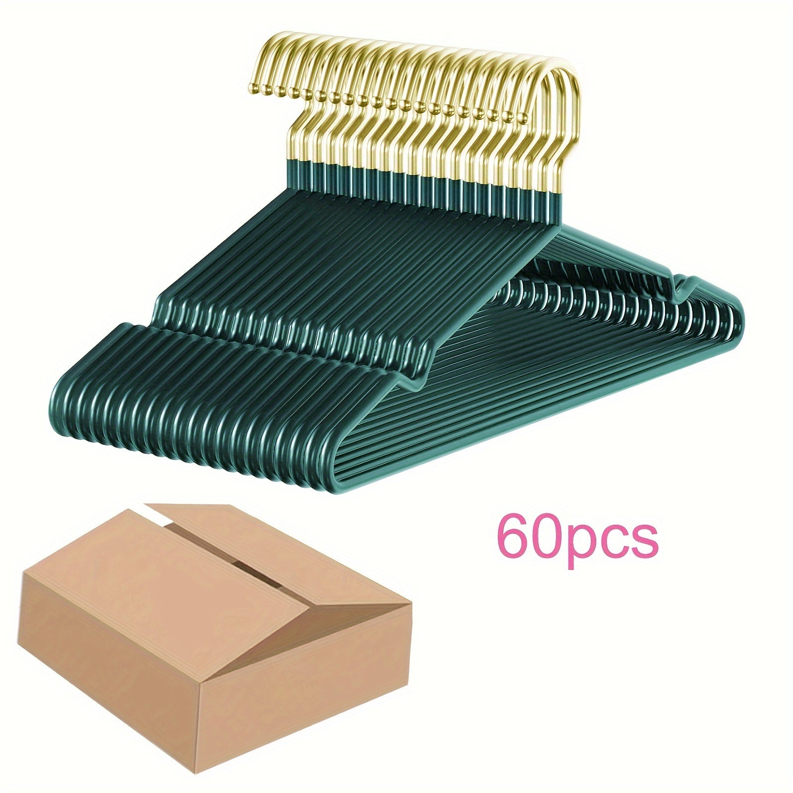 Pack of 10/20/60 Heavy Duty Metal Clothes Hangers with Non-Slip Rubber Coating Space-Saving Sturdy for Shirts Skirts Coats