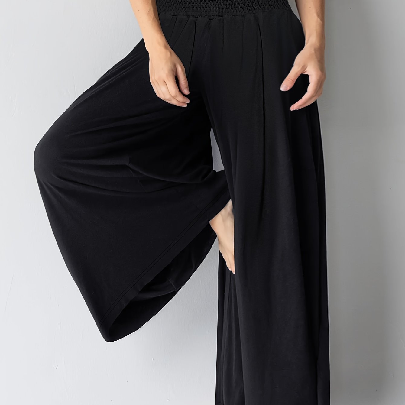 Pantalones casual de pierna ancha para mujer de tallas grandes, suaves, transpirables y con cintura elástica para yoga