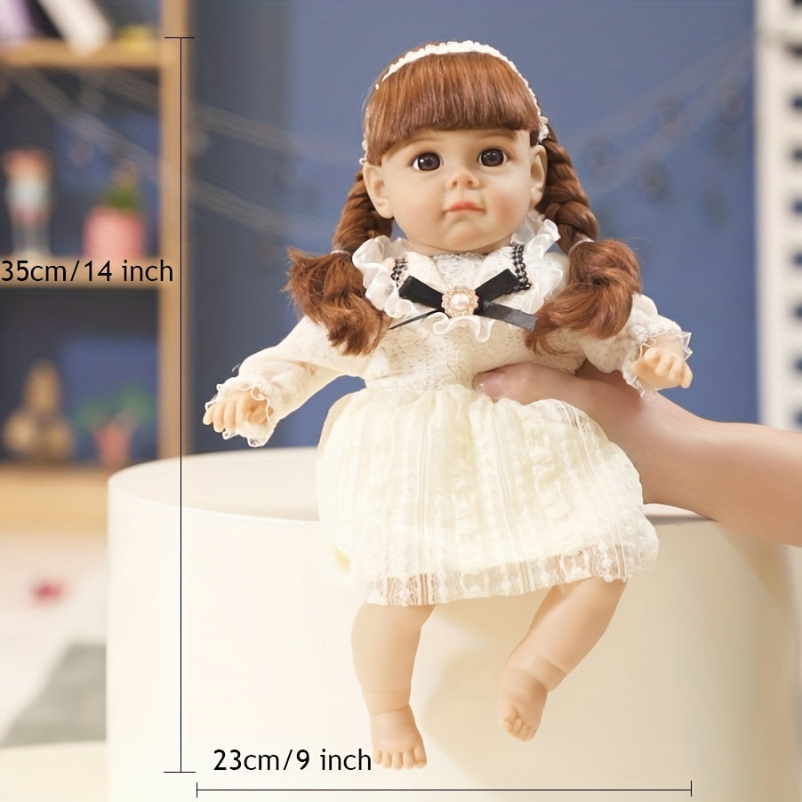 35.56 cm Vinyl Reborn Doll with Soft Skin and Fashion Clothes for Kids 3+