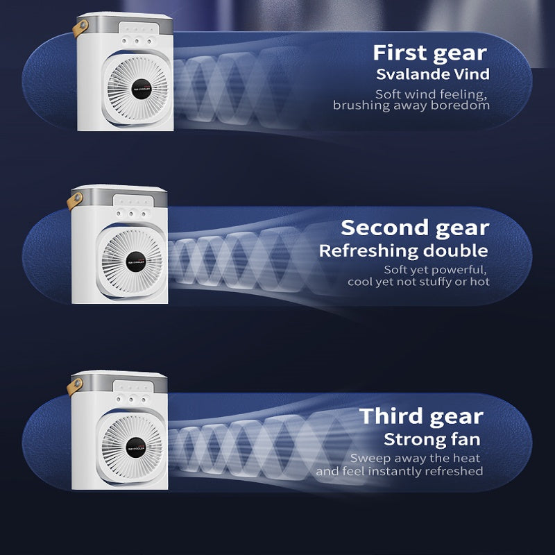 3-in-1 Shamol Sovutgichli Portativ Havo Sovutgich, Katta Tank, Rangli Kechki Chiroq - USB bilan Qayta To'ldiriladigan, Energiya Tejovchi Evaporativ Sovutgich Yotoqxona, Uy Ofisi va Kichik Xonalar uchun