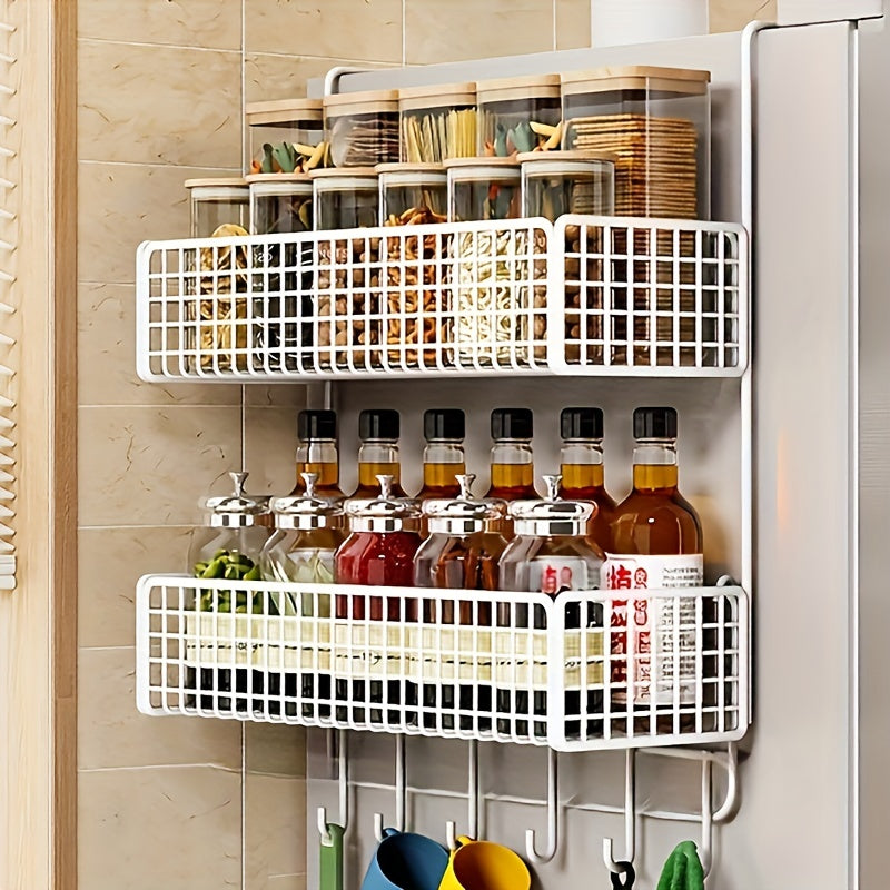 Estante de almacenamiento de cocina de metal de múltiples capas con soporte para film transparente y montaje en pared