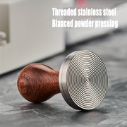 Espresso Tamper Calibrated Stainless Steel Walnut Handle 51/53/58mm