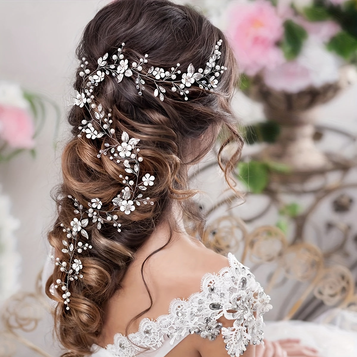 Bridal Hair Vine with Pearls and Rhinestones for Wedding and Bridesmaids