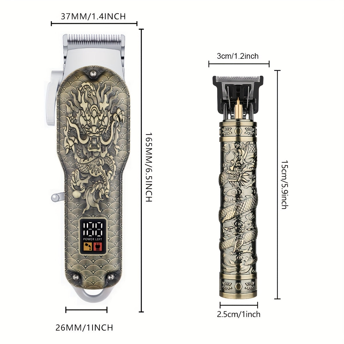 Men's Electric Hair Clipper Set Cordless USB Rechargeable Bronze Dragon