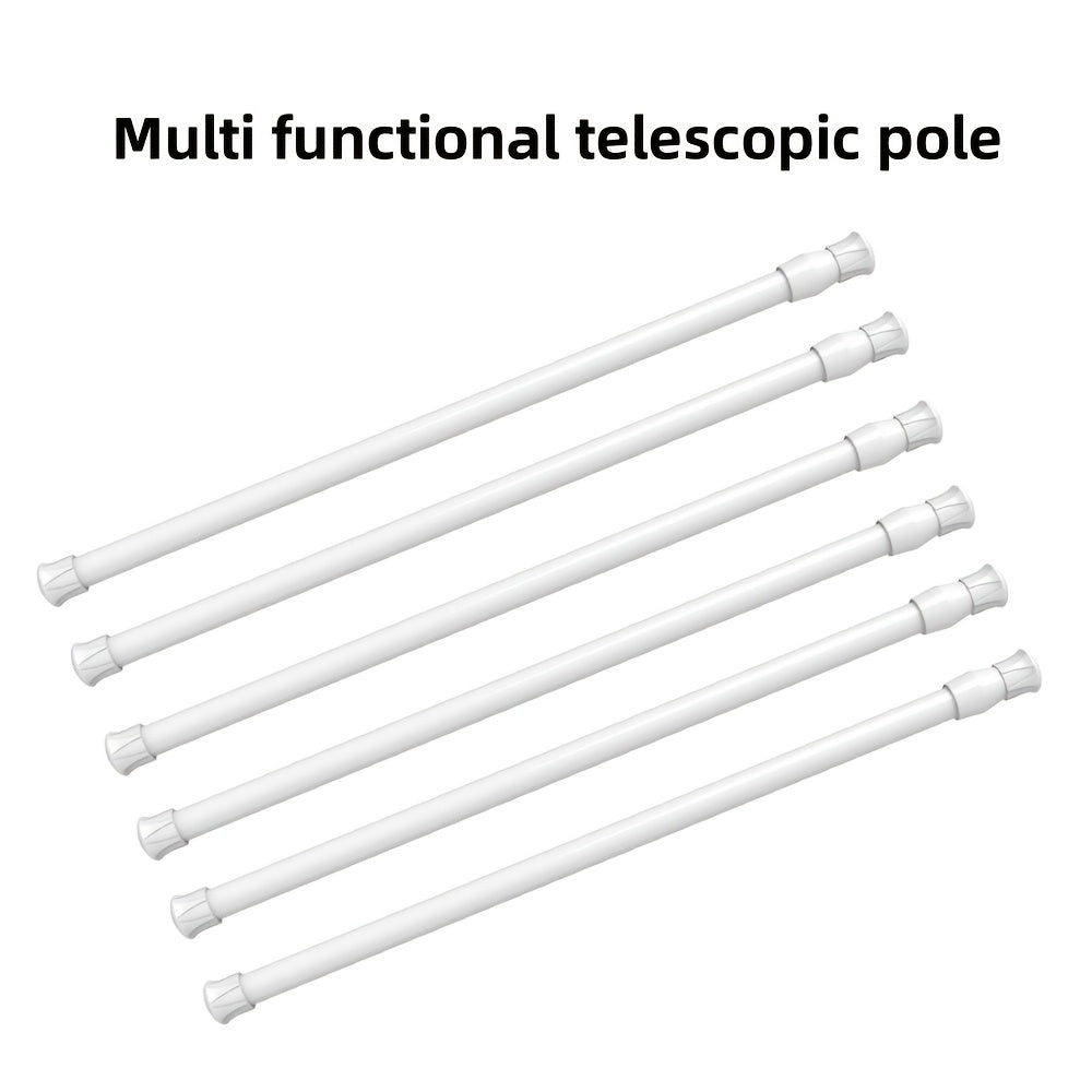 Adjustable White Metal Spring Tension Curtain Rod for Kitchen Bathroom Window Wardrobe