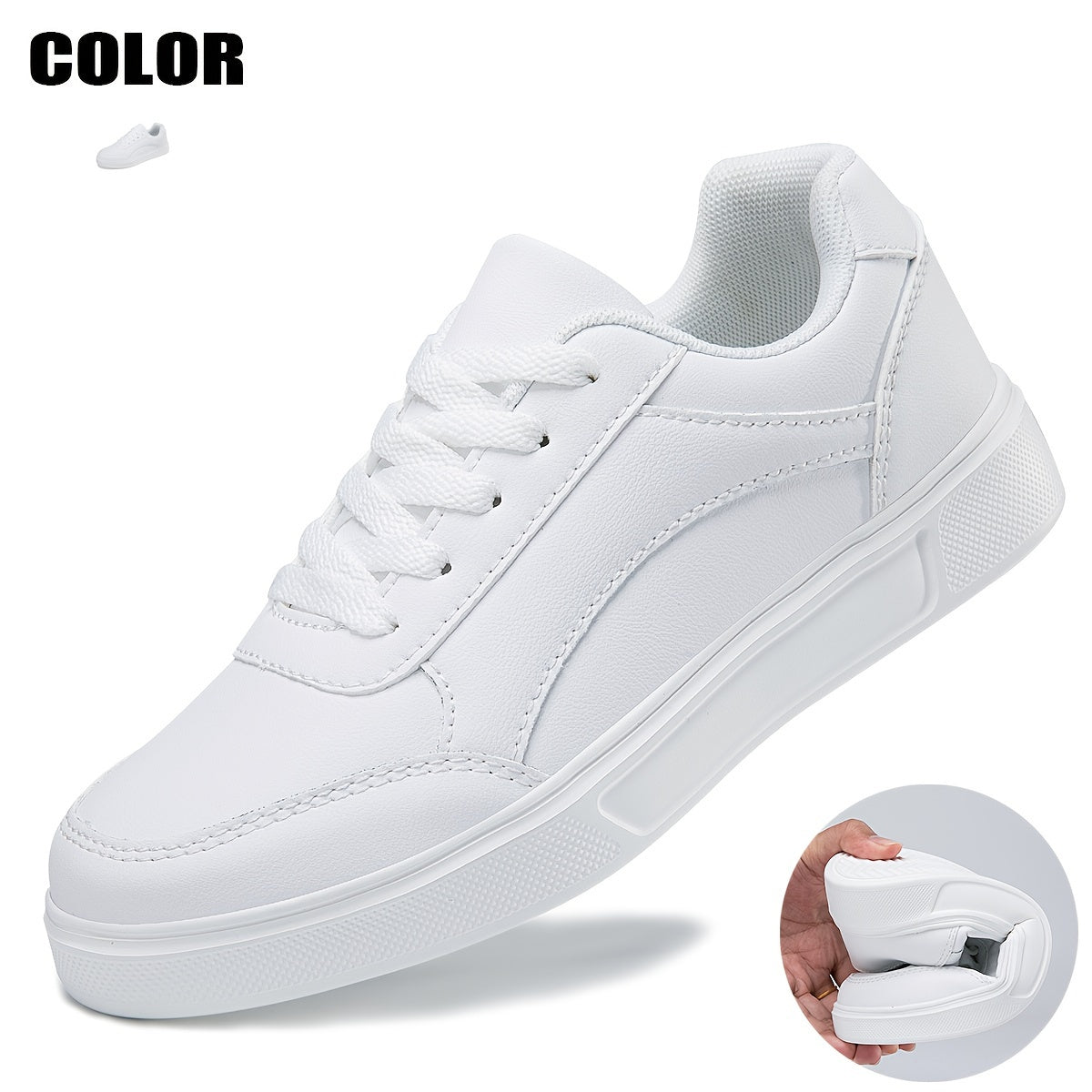 White Women's Casual Sneakers Lightweight All-Season Low Top