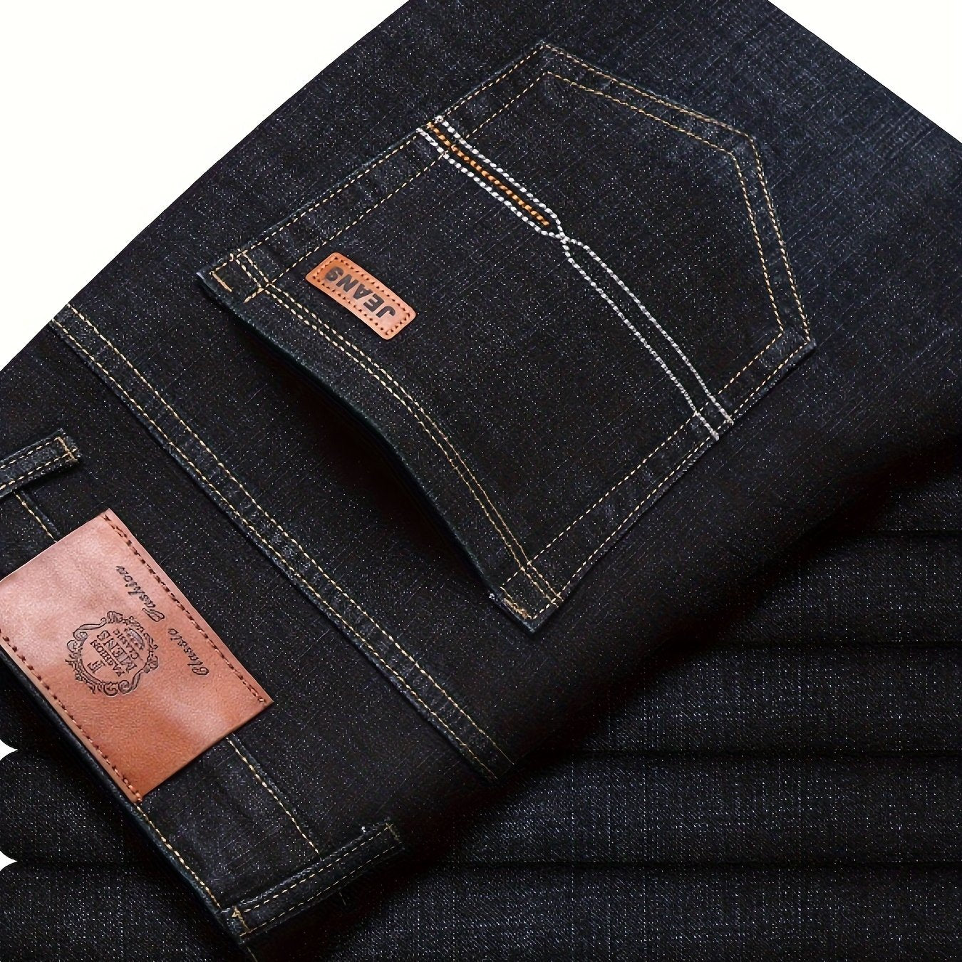 Мужские брюки чинос классического кроя однотонного цвета для всех сезонов из денима