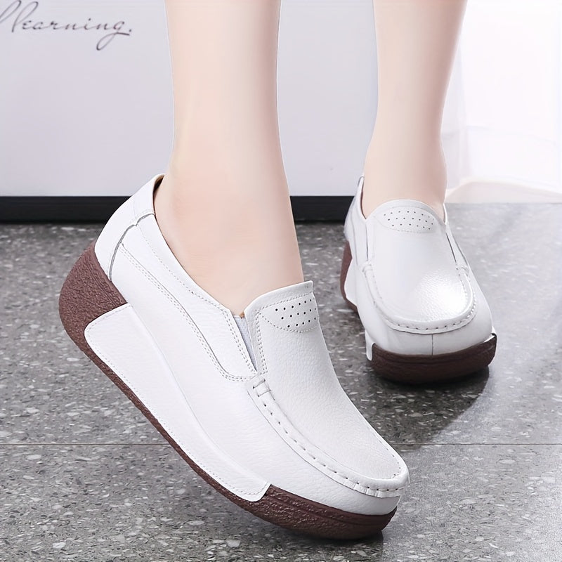 Women's Slip-On Platform Sneakers with Thick Sole and Round Toe for All Seasons