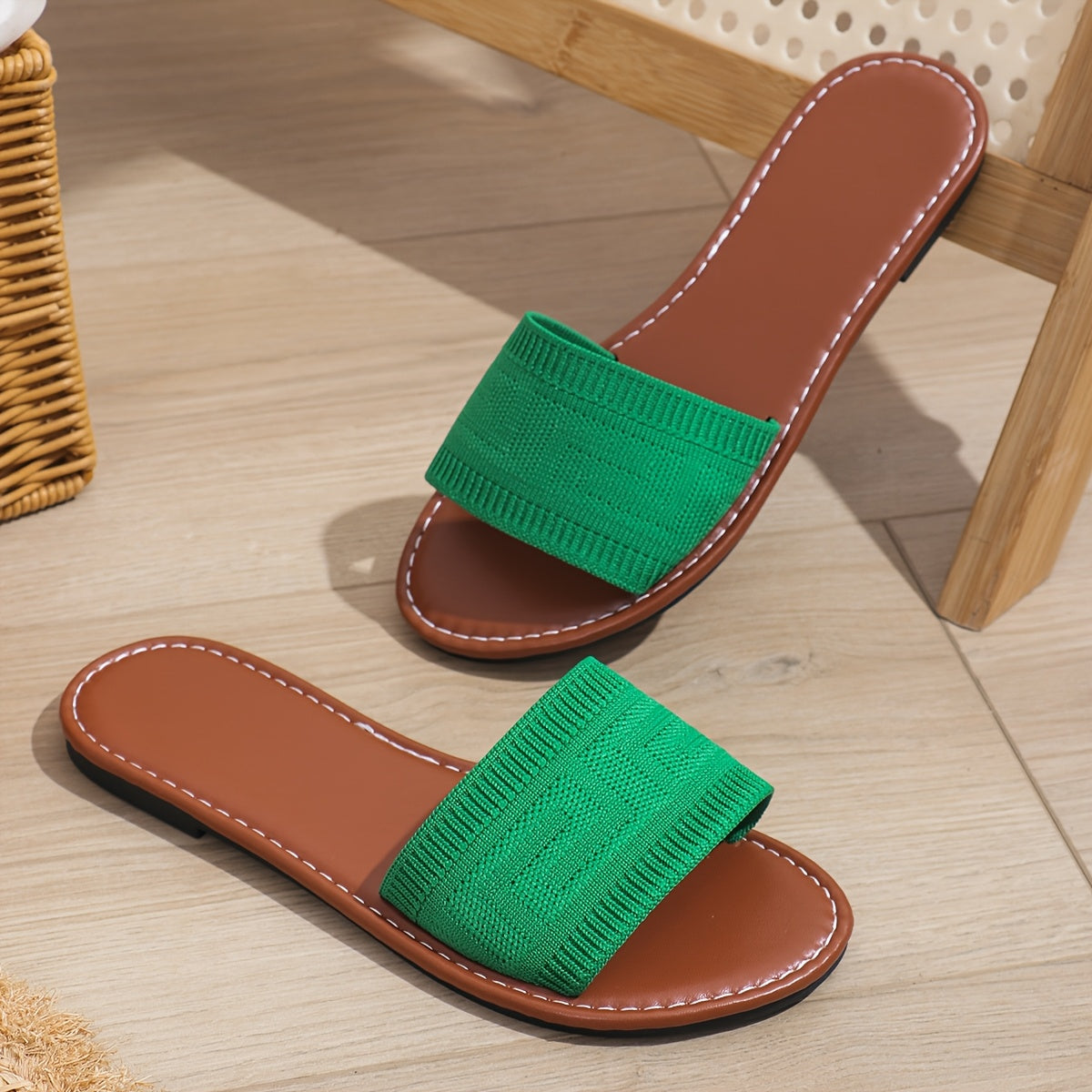 Women's Casual Open Toe Flat Sandals Fabric Non-Slip Rubber Sole