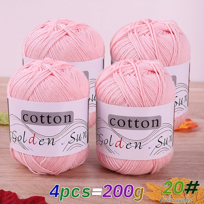 4pcs Cotton Yarn Medium Weight for Crocheting Knitting Multicolor Gradient Autumn Leaves Design