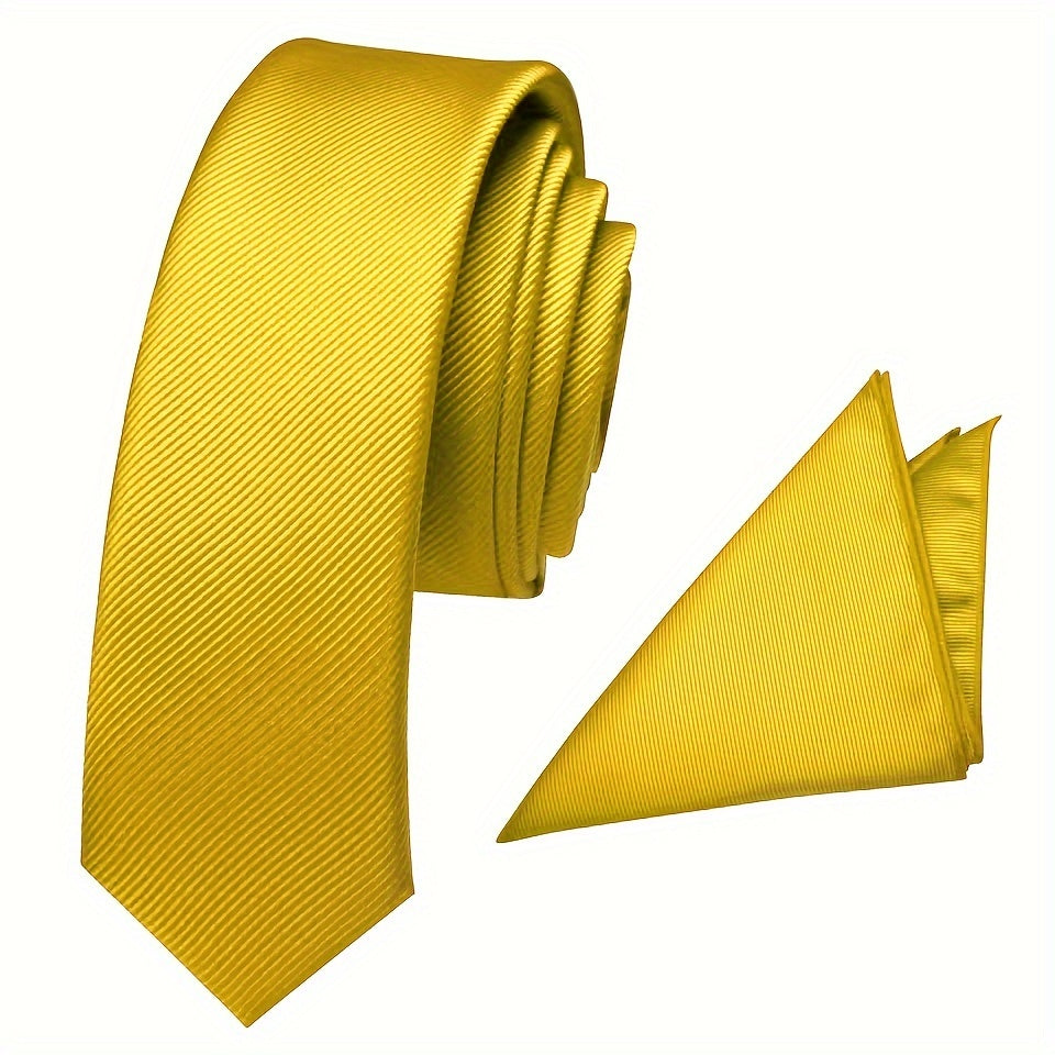 Rasmiy va ish kiyimlari uchun 2 ta to'liq rangli erkaklar galstuklari va ko'rsatilgan cho'ntak shamlari to'plami