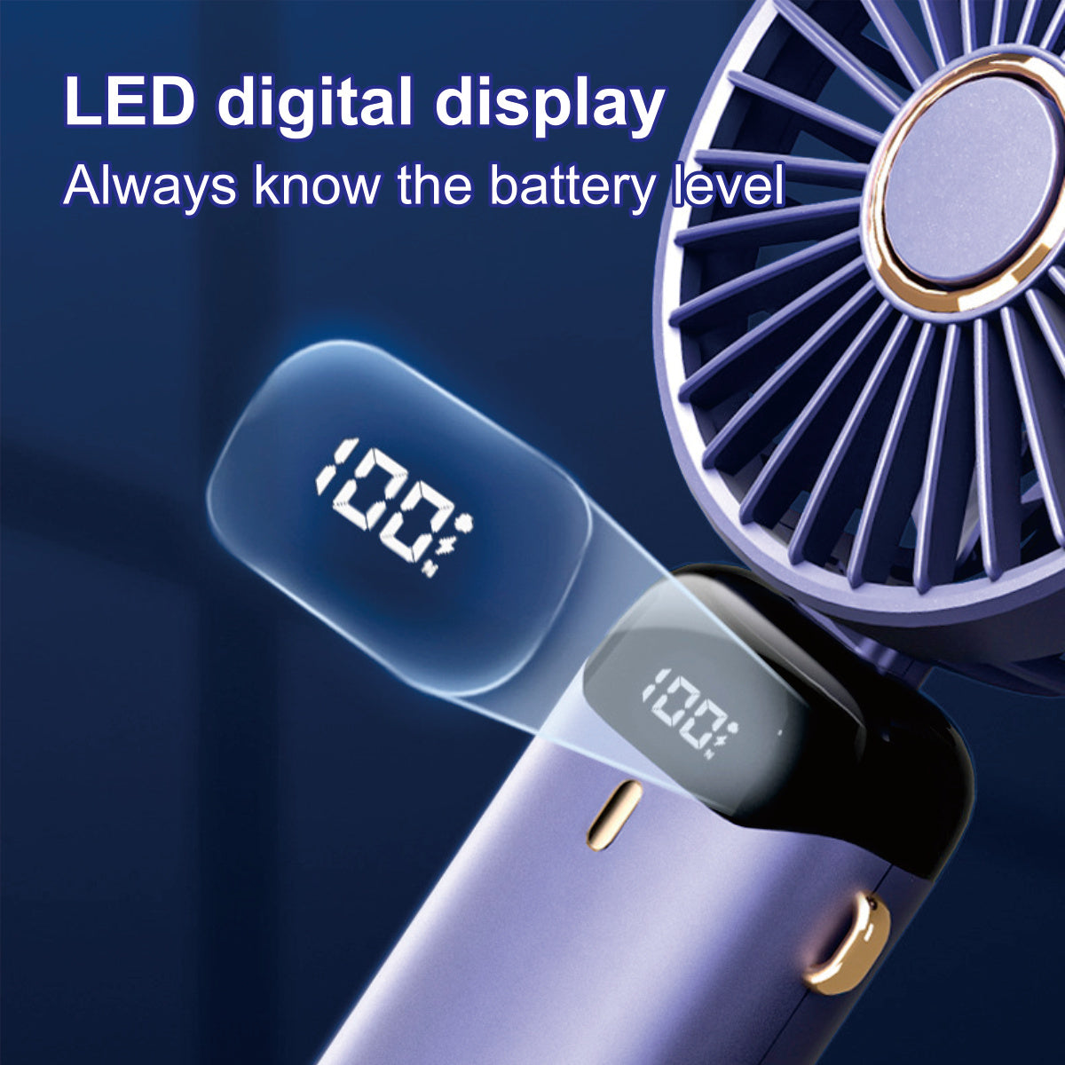 Portable USB Desk Fan with Digital Display 5-Speed Adjustable Mini Air Conditioner Rechargeable Lithium Battery