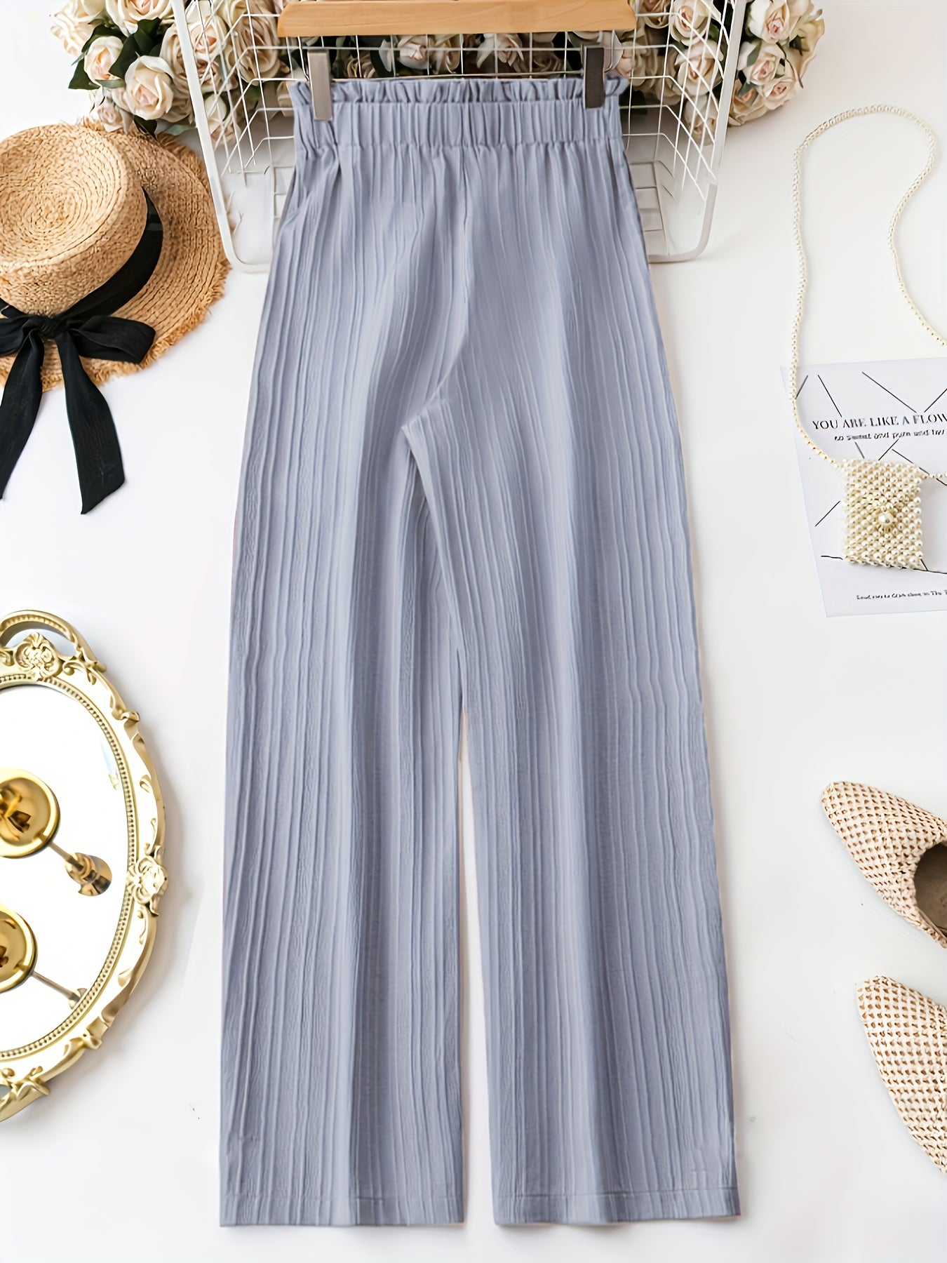 Pantalones casual de mujer de talla grande con pierna recta y cintura ajustable con cordón