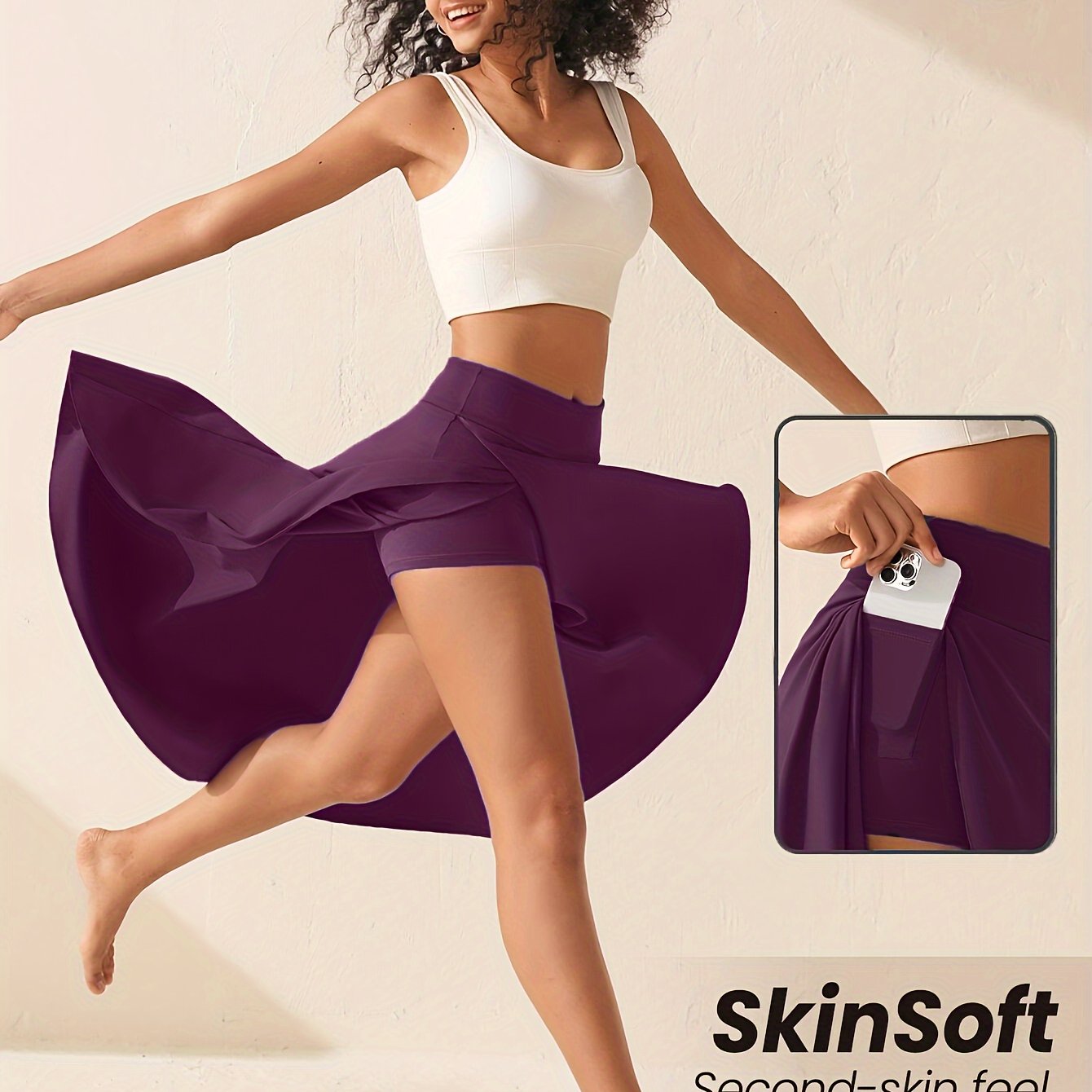 Plus Size Women's High-Waisted Skirt With Pockets Breathable Casual Dress