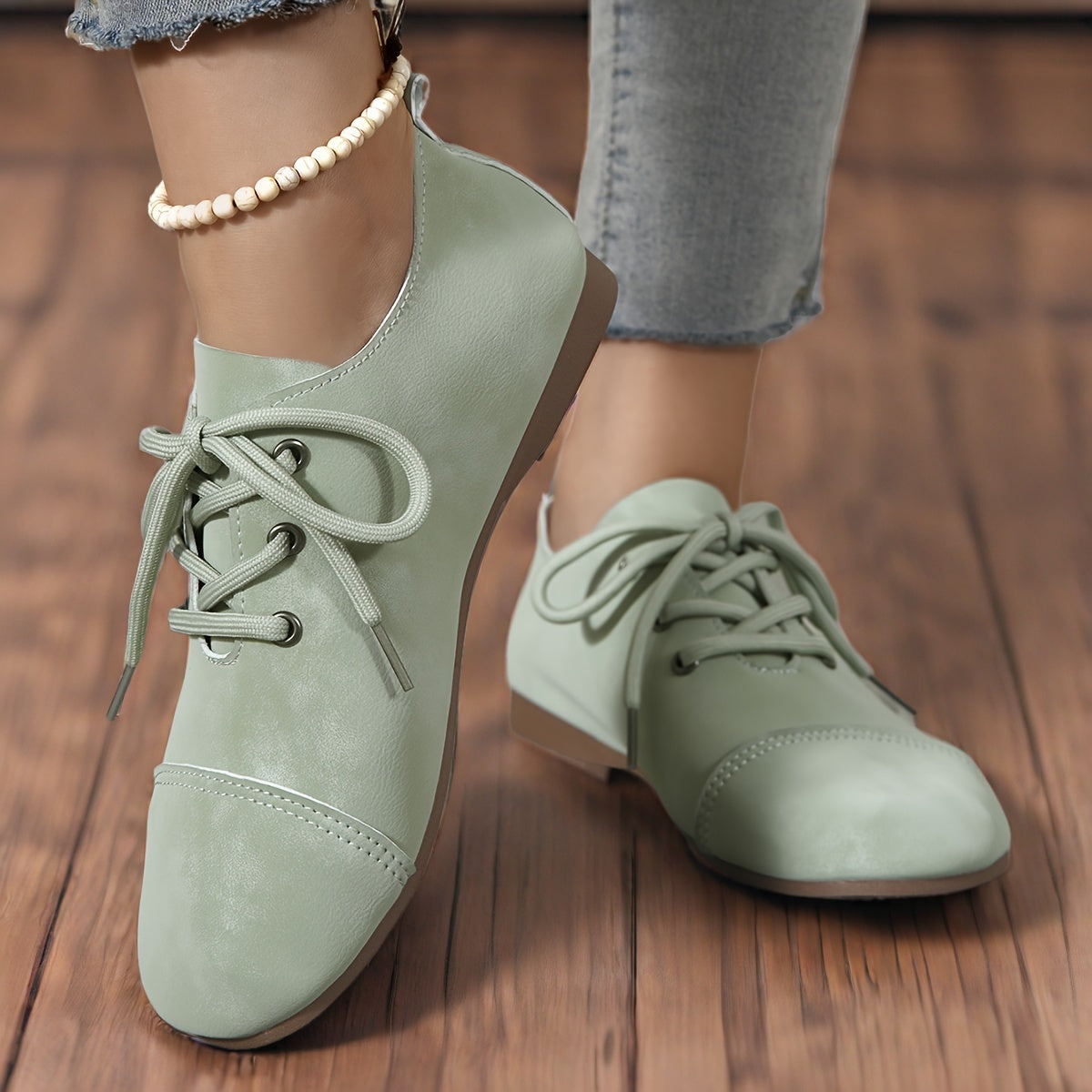 Women's Olive Green Mary Jane Flats Casual Comfortable All-Season Shoes