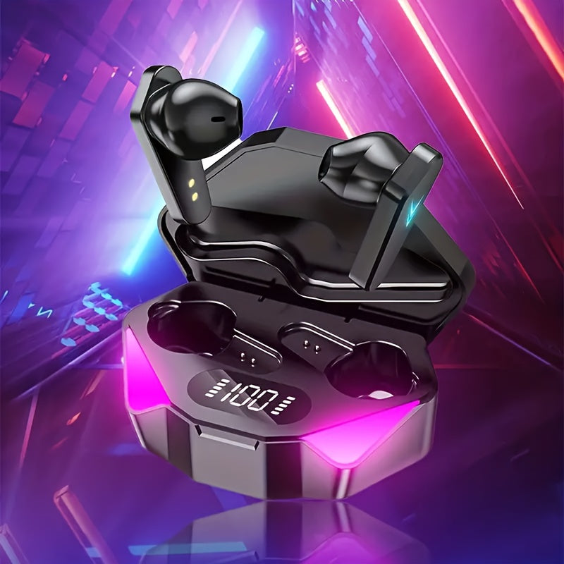 Wireless Gaming Earbuds with LED Lighting Noise Cancellation Low Latency Digital Display Stereo Sound
