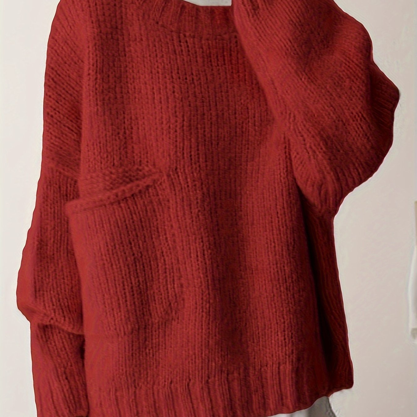 Women's Plus Size Knit Sweater with Pockets Long Sleeve Fall Winter